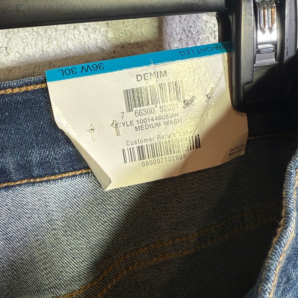 Alfani Men's Jon Medium Wash Straight Fit Stretch Jeans, blue 36/30 $60 - Picture 7 of 7